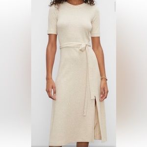 Club Monaco Short Sleeve Rib-Knit Midi Dress